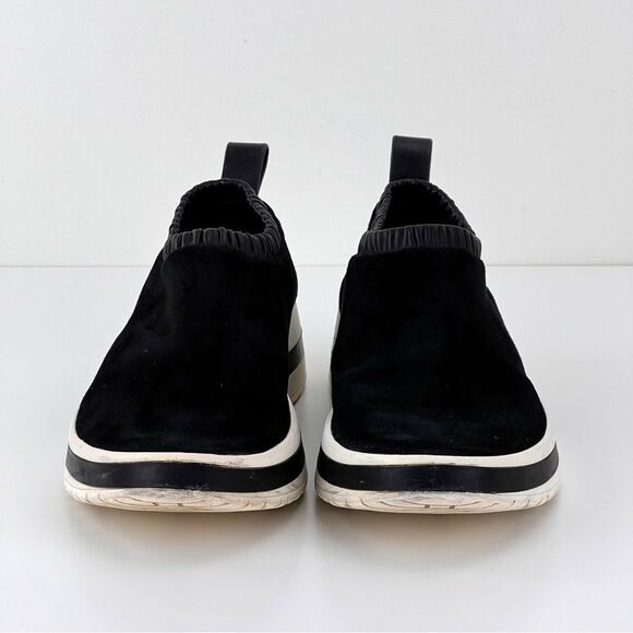 Stuart Weitzman Womens Sneakers 8 SW 612 Suede Black Platform White Slip On - Picture 4 of 10